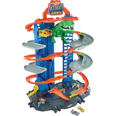 Hot Wheels City Super Dino Robot Garage avec T-Rex MATTEL
