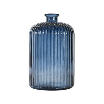 Vase en verre recyclé strié h 23 cm KOKILLE SENSEI MAISON