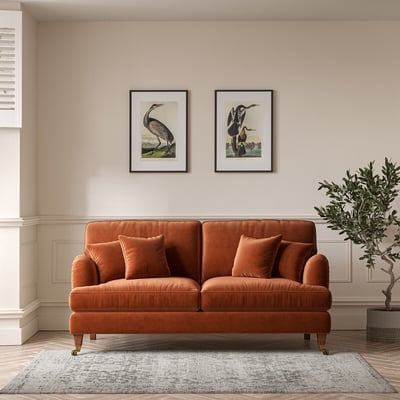 Emeline Velvet 3 Seater Sofa with Castor Legs ÉDITÉ