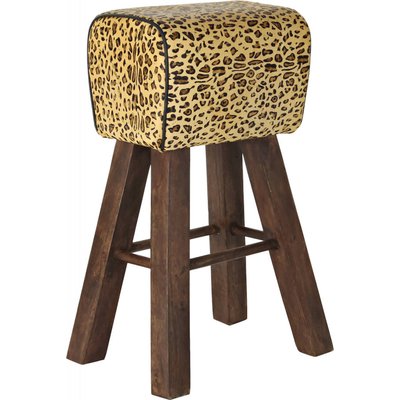 Chaise de bar en bois et cuir, Colonial RECOLLECTION