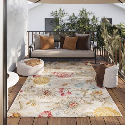 Tapis intérieur extérieur bohème motif fleurs , ABLOOM WECON HOME