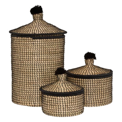 Lot de 3 paniers ronds en roseau NYERO ATMOSPHERA