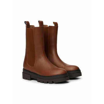 Boots cuir élastiquées à talon plat TOMMY HILFIGER
