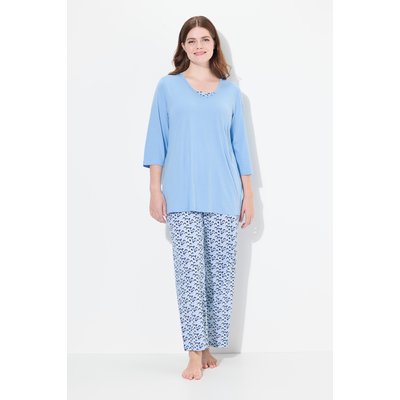 Pyjama à col V, manches 3/4 et poches ULLA POPKEN