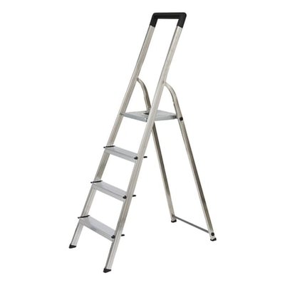 Escabeau Ménager De Sécurité 4 Marches Aluminium HAILO