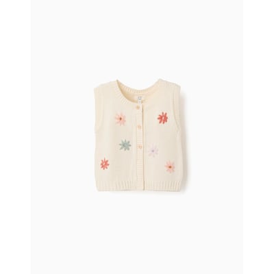 Gilet sans manches en maille avec broderie florale ZIPPY