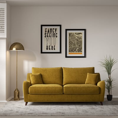 Amelia Velvet 3 Seater Sofa with Dark Wood Legs ÉDITÉ
