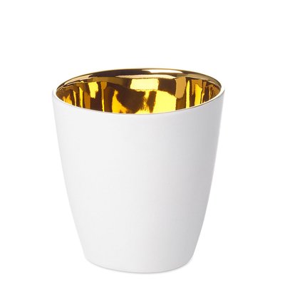 Tasse à Expresso Assoiffée Porcelaine Blanc Brillant et Or Diam 5 cm TSE ET TSE ASSOCIÉES