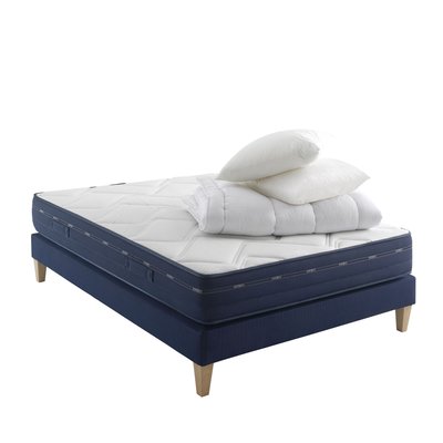 Ensemble matelas ressorts et mémoire de forme, sommier, pieds, couette et oreiller Rêve 500 SOMEO