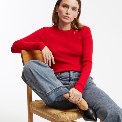 Pull col rond en fine maille LA REDOUTE COLLECTIONS