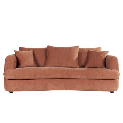 Canapé conible déhoussable 3-4 places design haricot en tissu effet velours terracotta SACHA MILIBOO