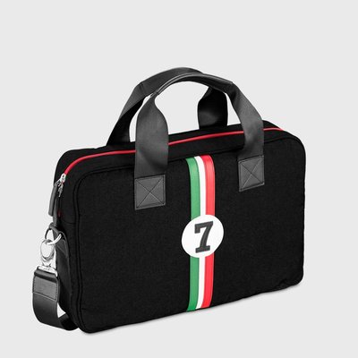 E2R Sac ordinateur 15 pouces tissu gris et cuir homme Enzo OH MY BAG