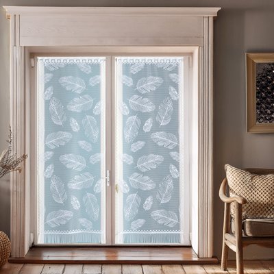 Paire de vitrages frangés en dentelle motif plumes HOME MAISON