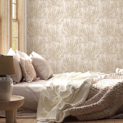 Papier peint avec feuillage de fougères beiges - 340x260 cm (l x h) LA TOUCHE ORIGINALE