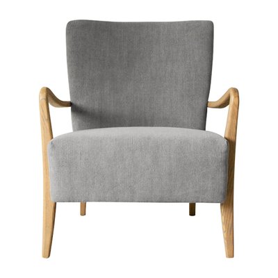 Dhamtari Mid Century Linen Armchair with Solid Oak Frame SO'HOME