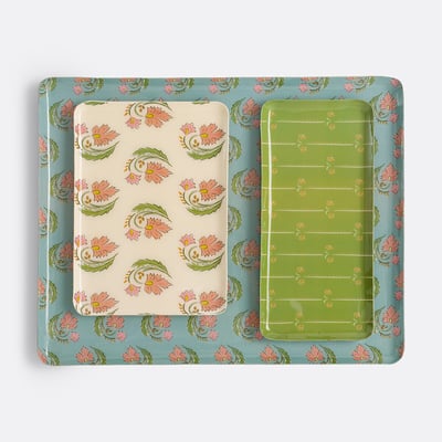 Lot de 3 plateaux imprimé floral, INA LA REDOUTE INTERIEURS