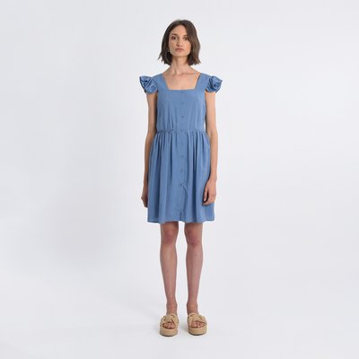 Vestido com botões e mangas curtas com folhos MOLLY BRACKEN