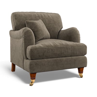 Emeline Velvet Armchair with Castor Legs ÉDITÉ