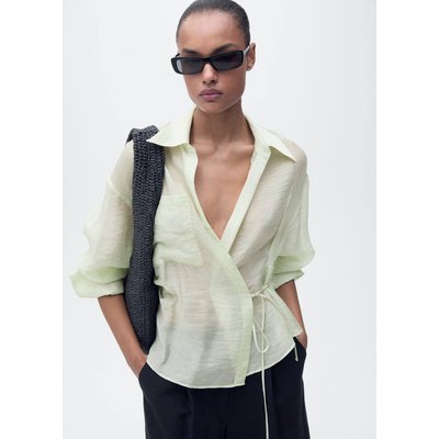 Chemise croisée en lyocell avec fermeture à nœud MANGO
