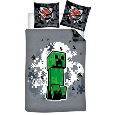 Parure de Lit Enfant Réversible Polycoton Creeper MINECRAFT
