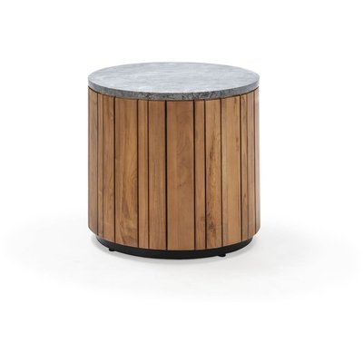 Table basse de jardin teck, plateau en pierre RECOLLECTION