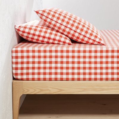 Drap housse en coton, bonnet 30 cm, Veldi orange LA REDOUTE INTERIEURS