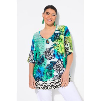 T-shirt mélange d'imprimés avec strass ULLA POPKEN