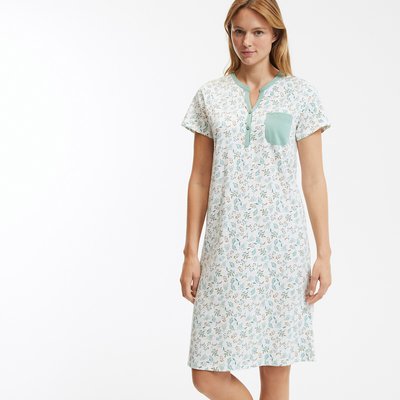 Floral Print Cotton Nightdress with Short Sleeves ANNE WEYBURN