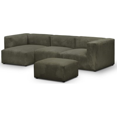 Canapé d'angle à gauche modulable 4 places en velours côtelé + pouf - MODULO HOMIFAB