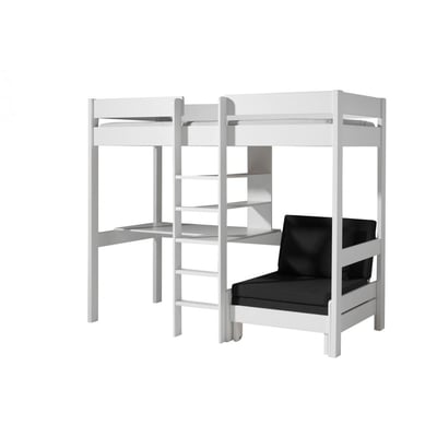 Pino-Combinaison lit Mezzanine Avec Fauteuil Blanc et Un Matelas Basic Cool 10x90x200 VIPACK
