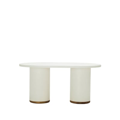Table à manger en microciment blanc cassé 200 cm - DALIA HANNUN