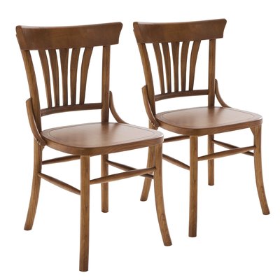 Lot de 2 chaises en bois d'orme foncé, ETEL OVIALA