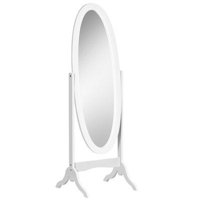 Miroir à pied ovale style shabby chic aspect bois blanc HOMCOM