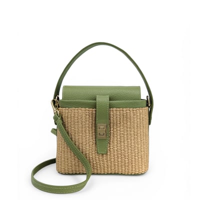 Mini-sac à main en cuir et raphia SIENNA OH MY BAG