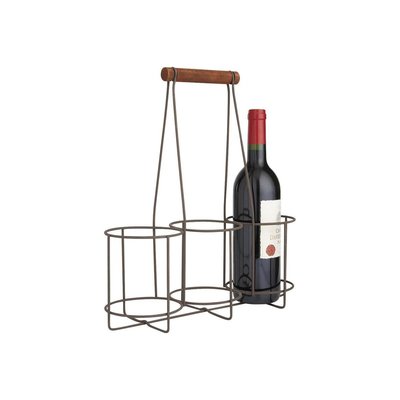 Panier bouteilles en métal vieilli et bois 3 bouteilles AUBRY GASPARD