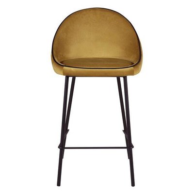 Chaise de bar en tissu gris foncé et pieds métal Maya ZAGO