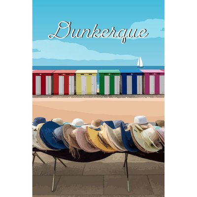 Tableau Mural Illustration Cabines Plage Dunkerque PLAGE CEANOTHE