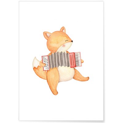 Affiche Enfant Renard Accordéon L'AFFICHERIE