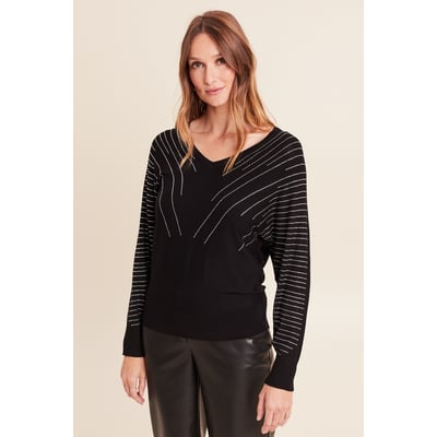 Pull ajusté col bateau strass BREAL
