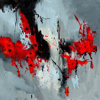 Tableau abstrait moderne coquelicots HEXOA