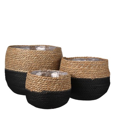 Ensemble de 3 paniers à plantes en jonc de mer tressé Ø26 cm JORCK MICA DECORATIONS