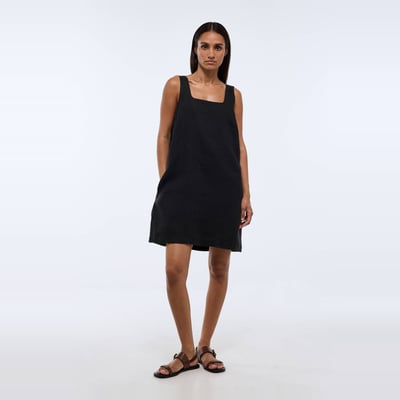 Robe courte unie en lin MONOPRIX