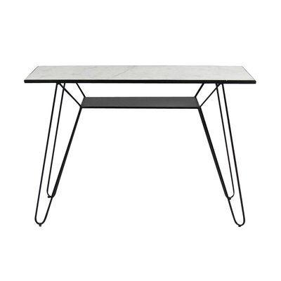 Console pieds compas en marbre blanc et métal  MARCEAU MADE IN MEUBLES 