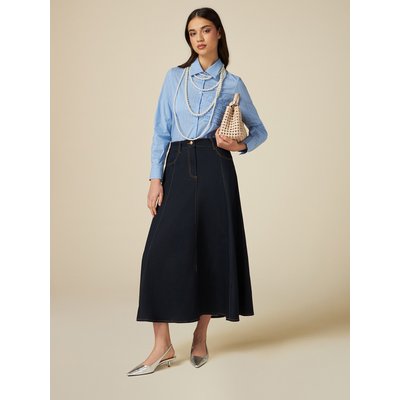 Jupe longue en jean délavage bleu foncé rinse OLTRE