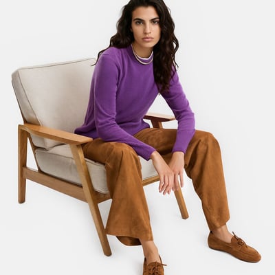 Pull col rond fine maille en cachemire LA REDOUTE COLLECTIONS
