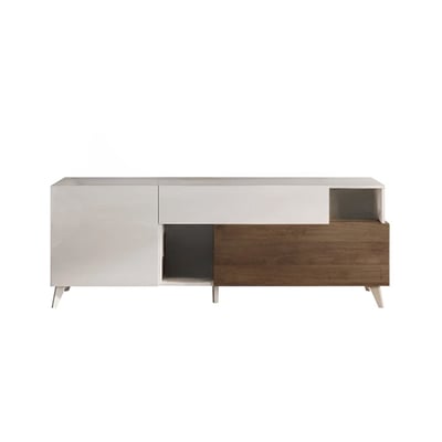 Meuble TV 2 portes, 1 tiroir et 2 niches L180 cm - MALA CALICOSY