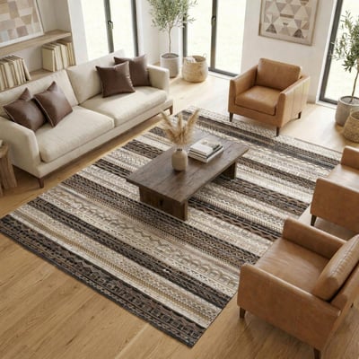 Tapis peau de vache ZAIRA, kilim fait main UN AMOUR DE TAPIS