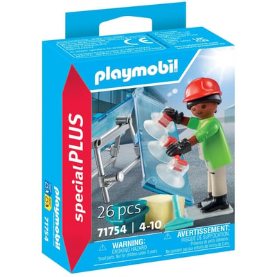Vitrier avec deux vitres, seau et accessoires PLAYMOBIL