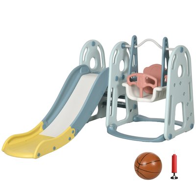 Portique enfant toboggan et balançoire avec panier de basket-ball HOMCOM