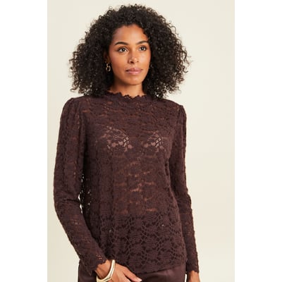 Blouse cintrée col montant dentelle BREAL